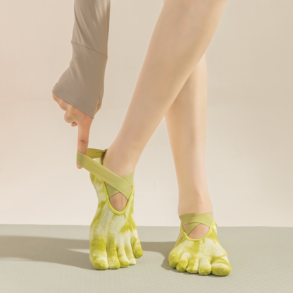 Pilates Yoga Grip Socks - Calcetines de Cinco Dedos con Tiras