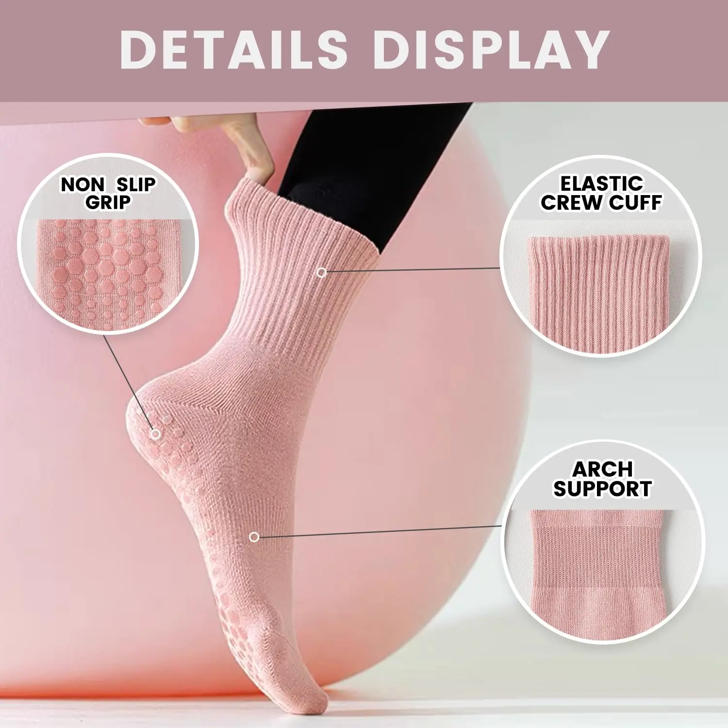 4 pares de calcetines de yoga  - Pilates & Yoga Unleashed Studio reseña y precio